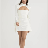 Andrea - White Draped Satin Mini Dress